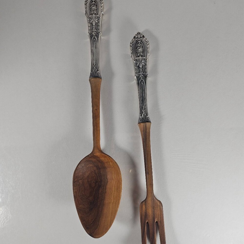 Antique Rose Point by Wallace Sterling Silver Two Piece Salad Serving Set